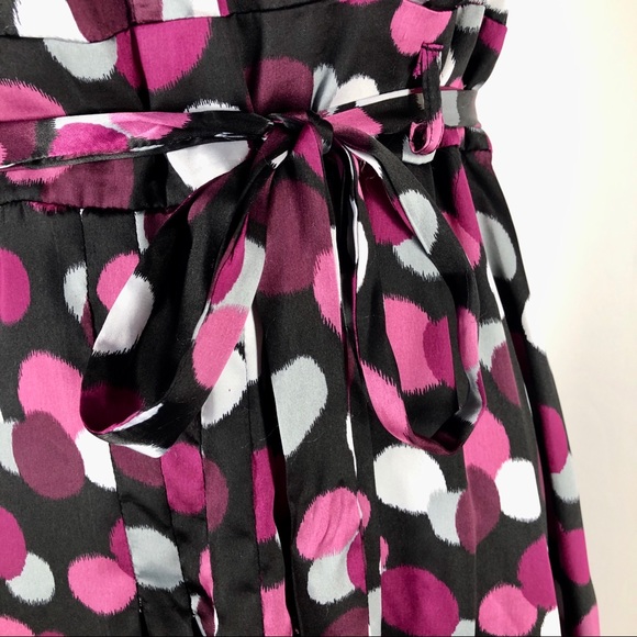 Polka Dot Cinch Dress Purple Black Size 12 - Picture 7 of 8